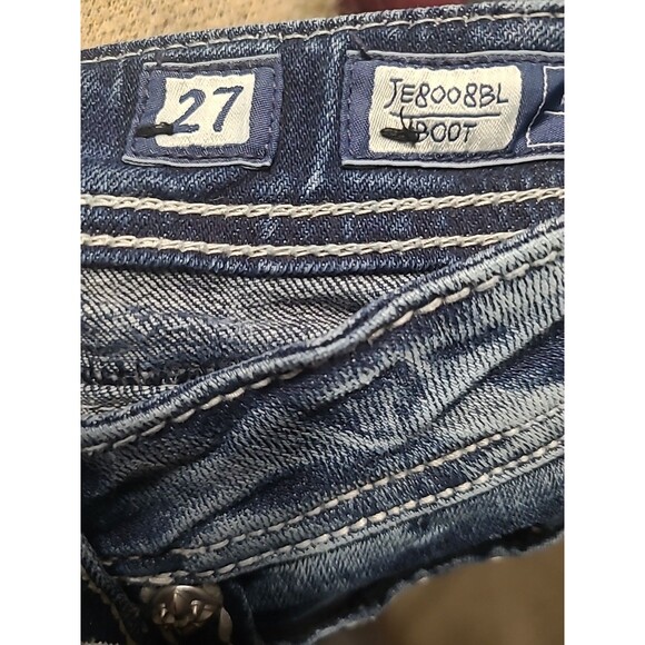 Miss Me Jeans Womens 27 Blue Boot Low Rise Thick Stitch Y2K Western Ranch Rodeo - Picture 13 of 15